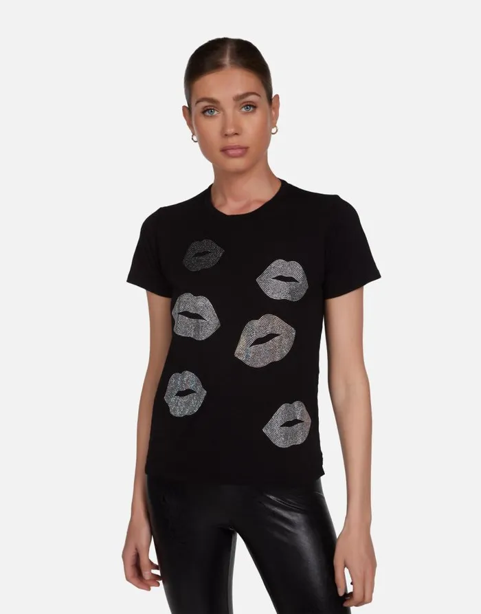 Croft Crystal Multi Lips Black Women Lauren Moshi Short Sleeve