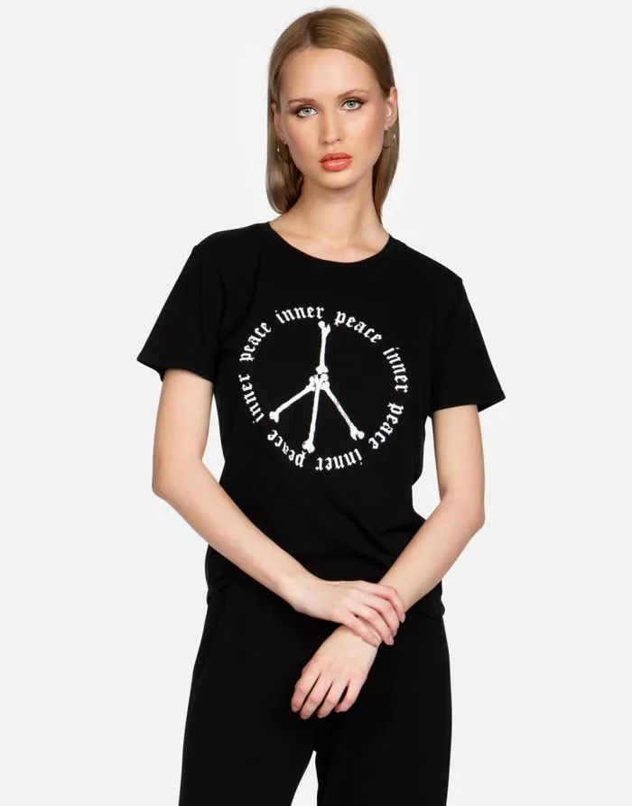 Croft Inner Peace Sign Black Women Lauren Moshi Short Sleeve