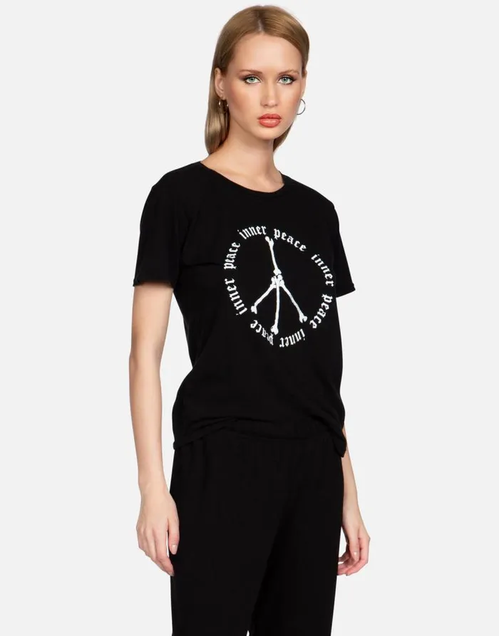 Croft Inner Peace Sign Black Women Lauren Moshi Short Sleeve