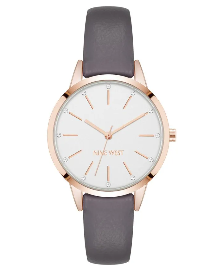 Crystal Accented Strap Watch Grey Women Nine West Straps