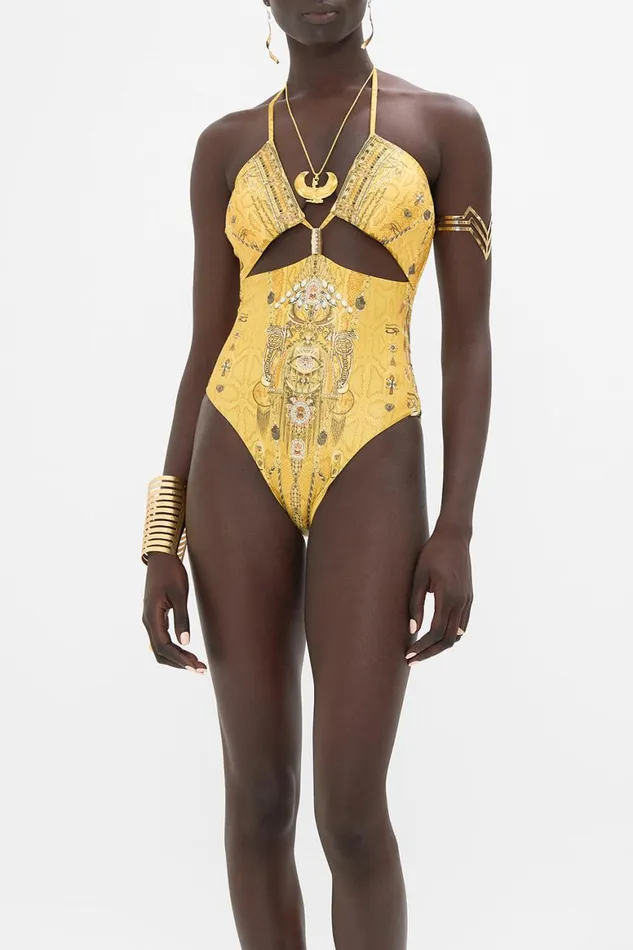 CUT OUT HALTER ONE PIECE WITH TRIM VALLEY OF THE KINGS Valley Of The Kings Womens Camilla One Pieces