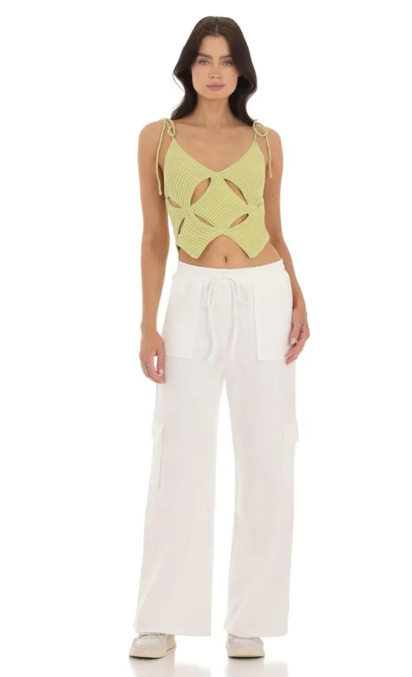 Cutout Knit Top Green Women LUCY IN THE SKY Tops Cutout Knit Top Green Women LUCY IN THE SKY Tops