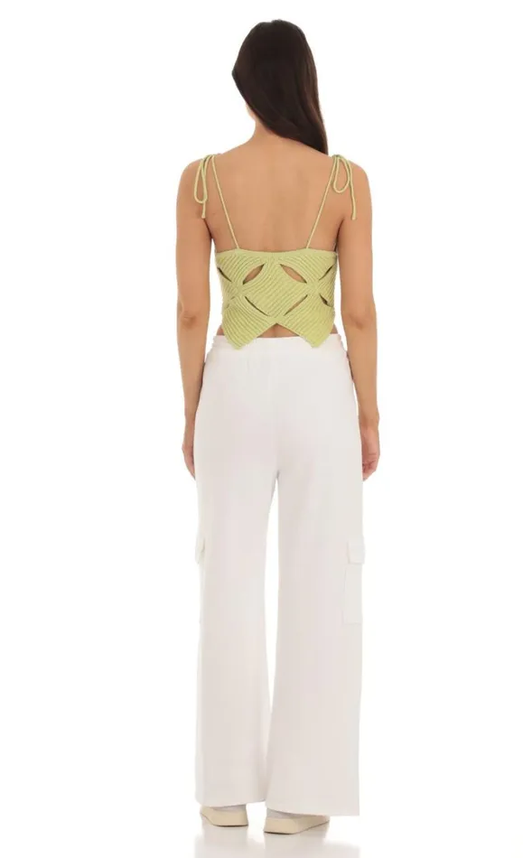 Cutout Knit Top Green Women LUCY IN THE SKY Tops Cutout Knit Top Green Women LUCY IN THE SKY Tops