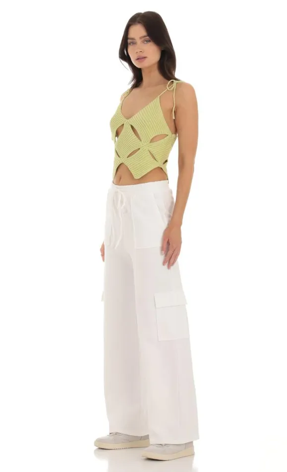 Cutout Knit Top Green Women LUCY IN THE SKY Tops Cutout Knit Top Green Women LUCY IN THE SKY Tops