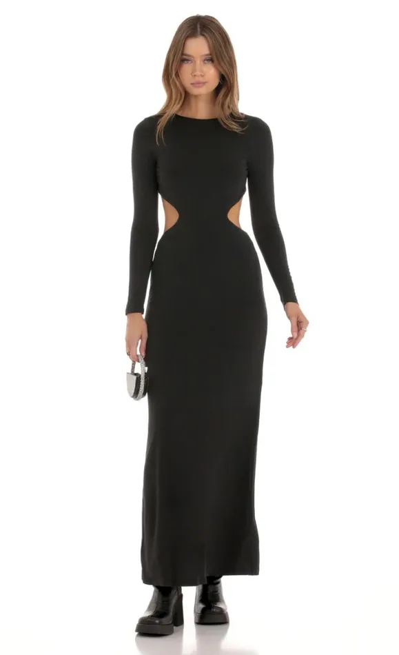 Cutout Open Back Dress Black Women LUCY IN THE SKY Maxi Dresses Cutout Open Back Dress Black Women LUCY IN THE SKY Maxi Dresses