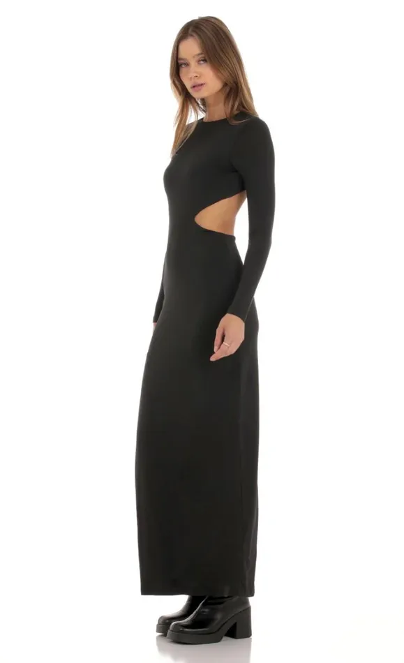 Cutout Open Back Dress Black Women LUCY IN THE SKY Maxi Dresses Cutout Open Back Dress Black Women LUCY IN THE SKY Maxi Dresses