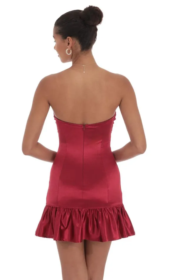Cutout Satin Starpless Dress Maroon Women LUCY IN THE SKY Mini Dresses Cutout Satin Starpless Dress Maroon Women LUCY IN THE SKY Mini Dresses