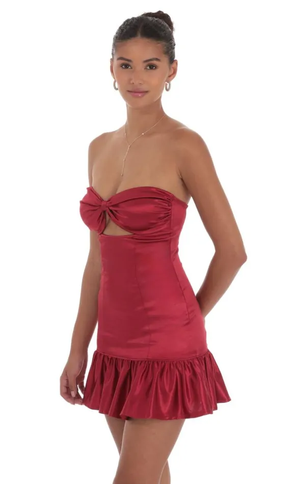 Cutout Satin Starpless Dress Maroon Women LUCY IN THE SKY Mini Dresses Cutout Satin Starpless Dress Maroon Women LUCY IN THE SKY Mini Dresses