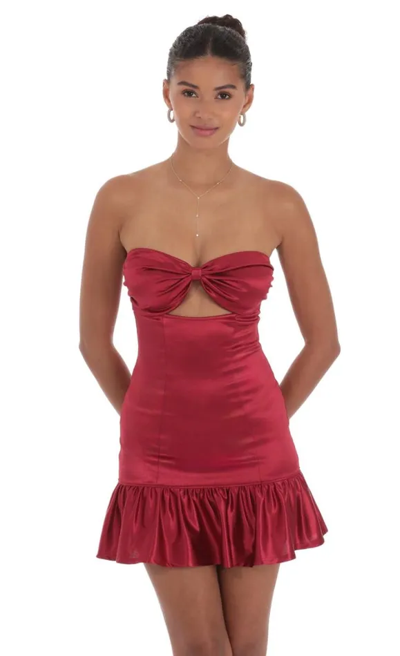 Cutout Satin Starpless Dress Maroon Women LUCY IN THE SKY Mini Dresses Cutout Satin Starpless Dress Maroon Women LUCY IN THE SKY Mini Dresses