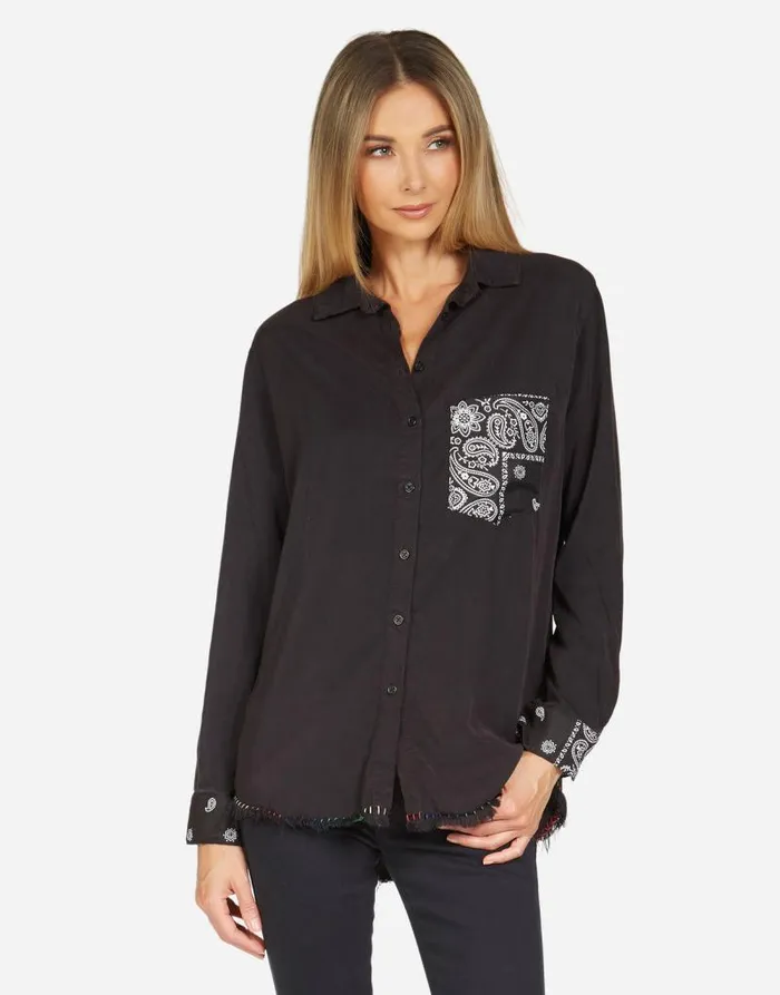 Cynthia Bandana Lip Black Black Bandana Women Lauren Moshi Long Sleeve