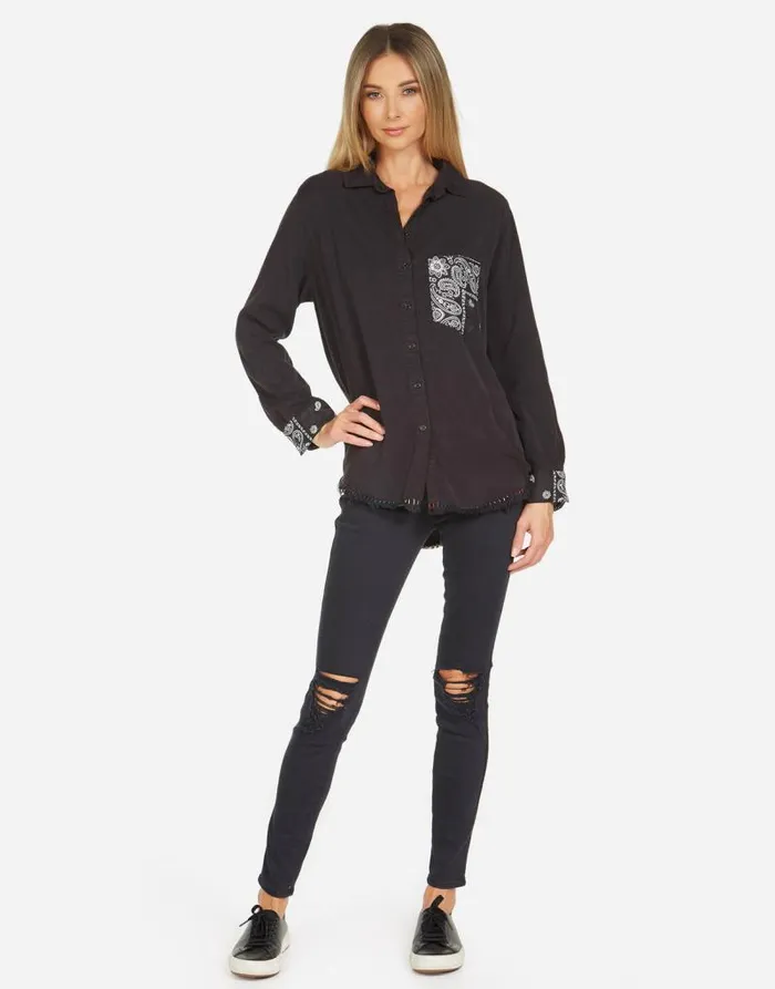 Cynthia Bandana Lip Black Black Bandana Women Lauren Moshi Long Sleeve