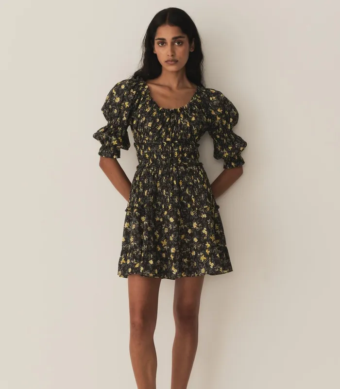 DEN Dresses Women Ismene Dress Noir Winding Blossoms DEN Dresses Women Ismene Dress Noir Winding Blossoms