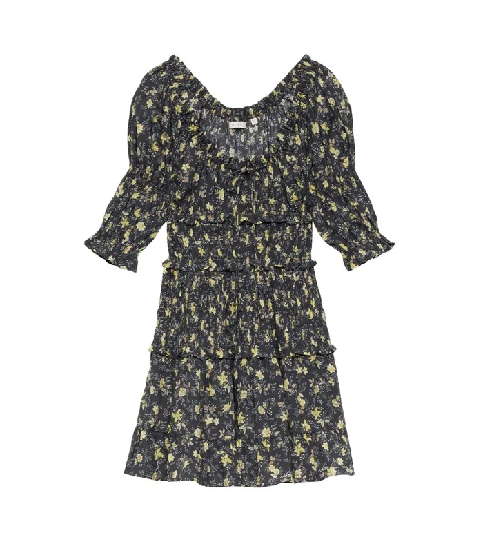 DEN Dresses Women Ismene Dress Noir Winding Blossoms DEN Dresses Women Ismene Dress Noir Winding Blossoms