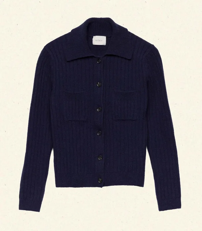 DEN Knitwear Women Harrington Cardigan Navy DEN Knitwear Women Harrington Cardigan Navy