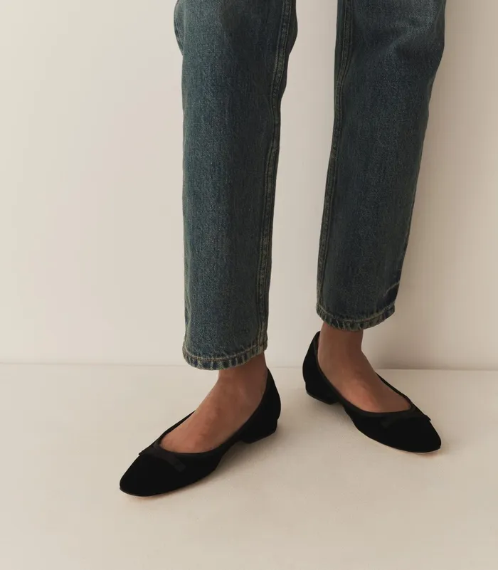 DEN Shoes Women Odette Ballet Flat Black Velvet