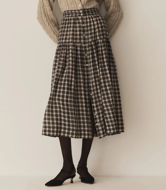 DEN Skirts Women Fabienne Skirt Navy Countryside Plaid