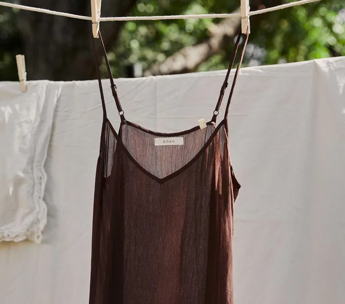 DEN Slips Women Short Deep VNeck Slip Umber DEN Slips Women Short Deep VNeck Slip Umber