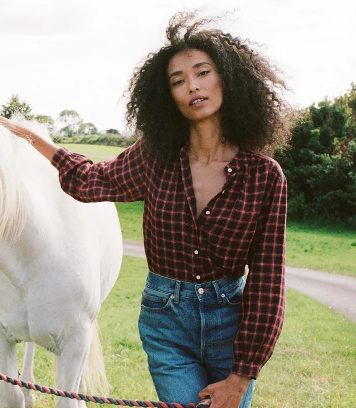 DEN Tops Women Breena Top Rouge Countryside Plaid