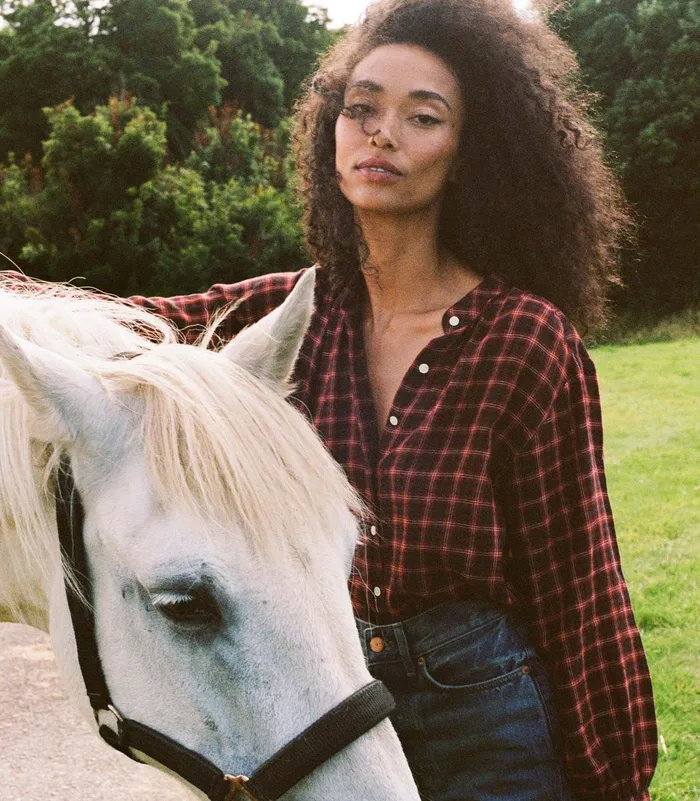 DEN Tops Women Breena Top Rouge Countryside Plaid DEN Tops Women Breena Top Rouge Countryside Plaid
