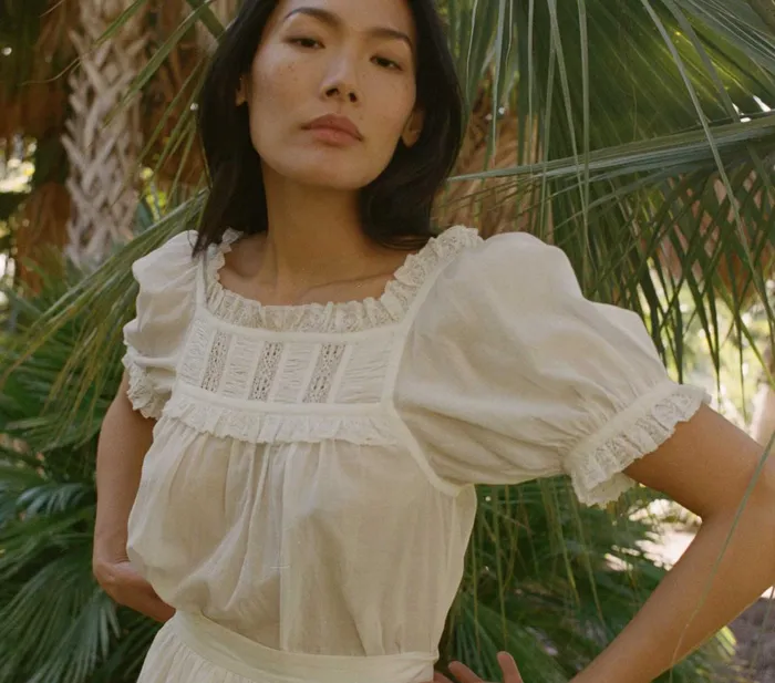 DEN Tops Women Frances Top Salt Lace
