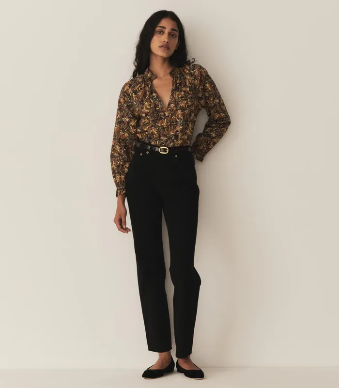 DEN Tops Women Juna Top Noir Narcissus Floral DEN Tops Women Juna Top Noir Narcissus Floral
