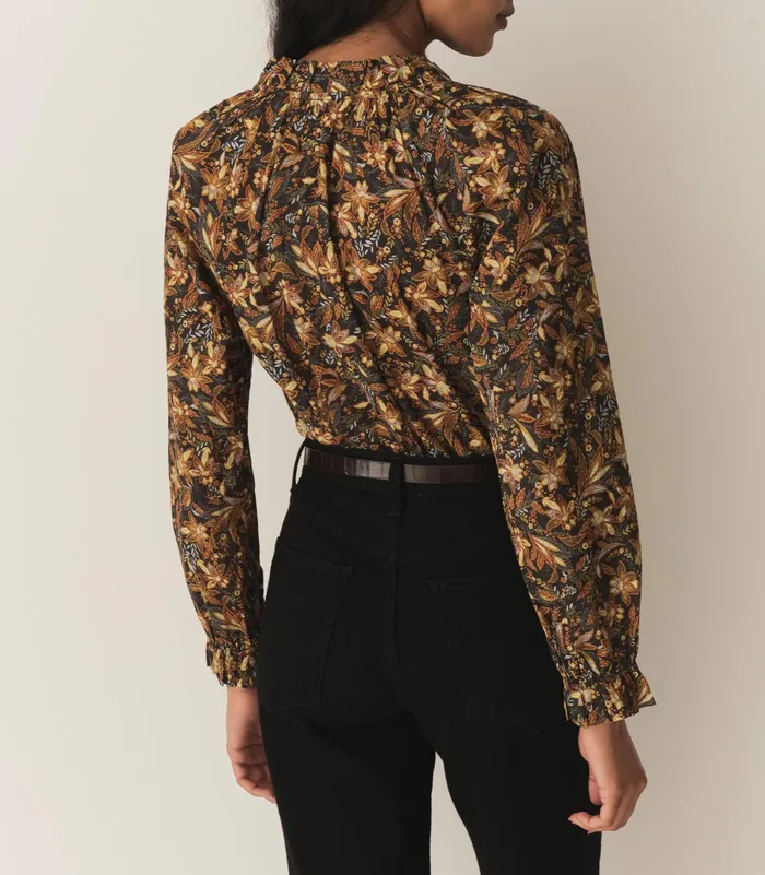 DEN Tops Women Juna Top Noir Narcissus Floral DEN Tops Women Juna Top Noir Narcissus Floral