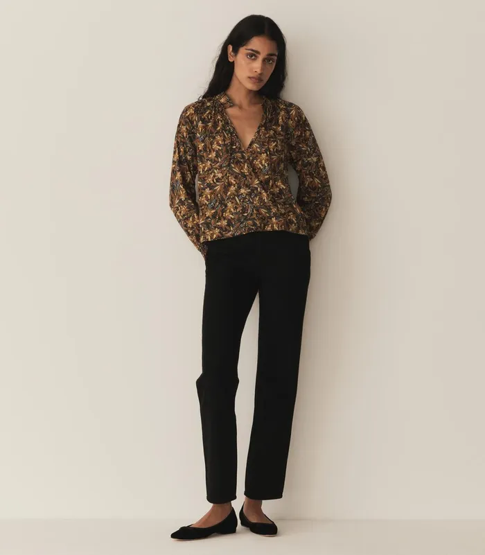 DEN Tops Women Juna Top Noir Narcissus Floral DEN Tops Women Juna Top Noir Narcissus Floral