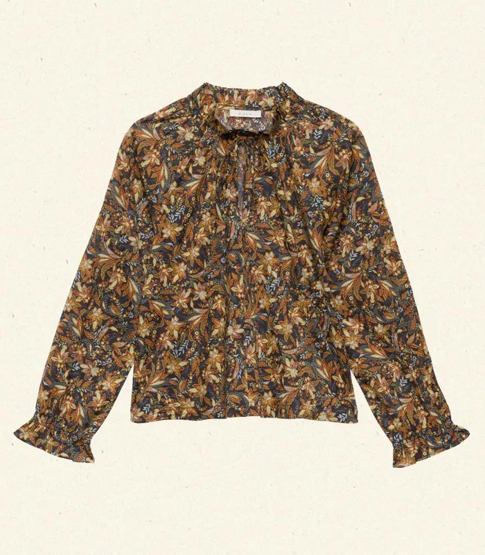 DEN Tops Women Juna Top Noir Narcissus Floral DEN Tops Women Juna Top Noir Narcissus Floral