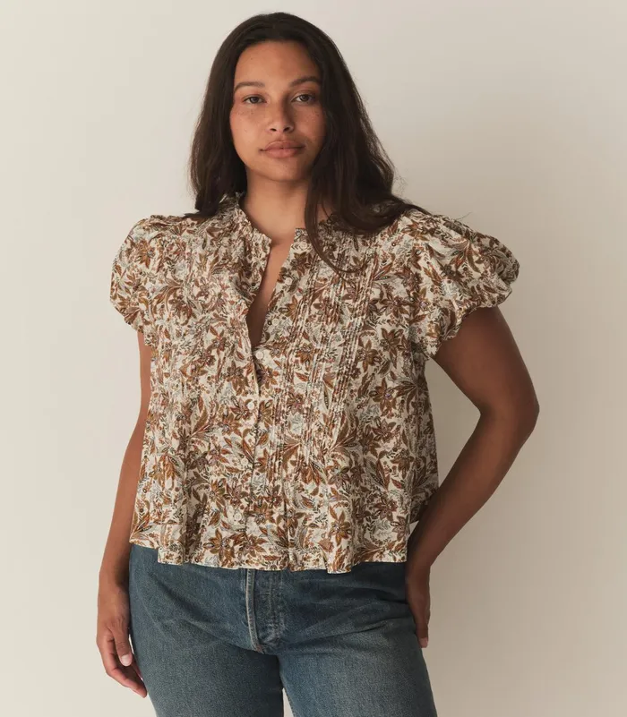 DEN Tops Women Millie Top Blanc Narcissus Floral DEN Tops Women Millie Top Blanc Narcissus Floral