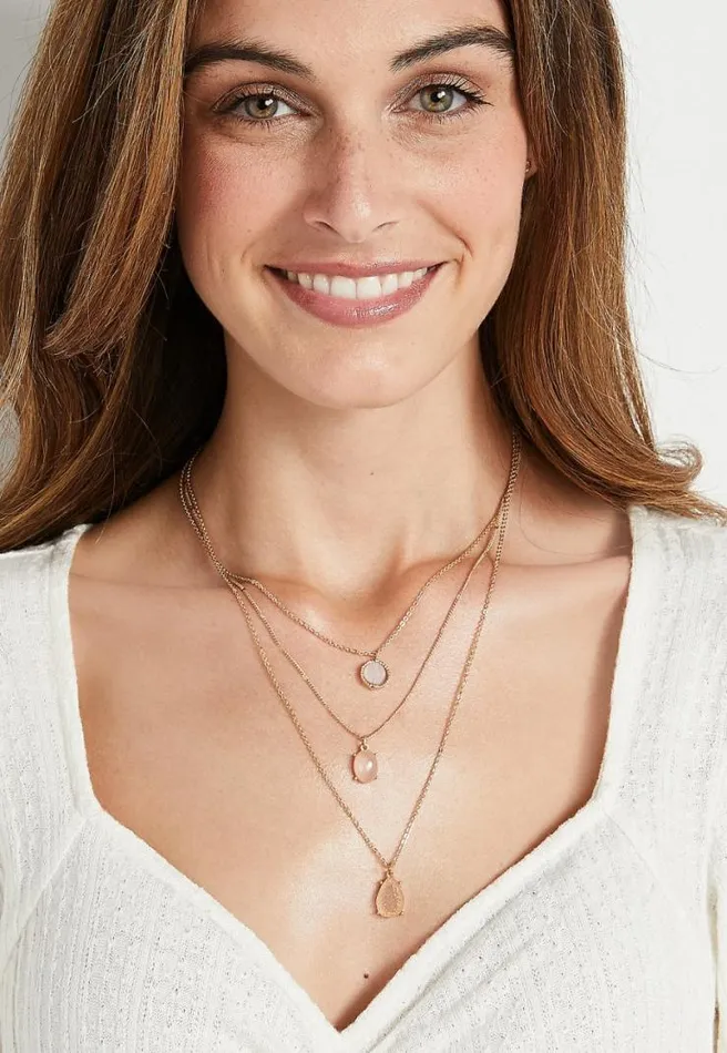 Dainty Layered Crystal Drape Necklace Women Maurices Jewelry