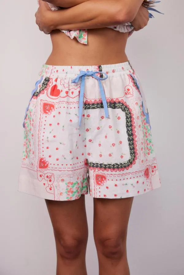 Damson Madder Coords Women Hanky Hearts Print Pull On Shorts