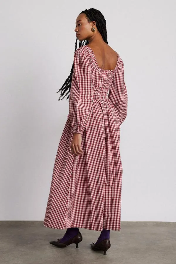 Damson Madder Dresses Women Dakota Bow Midi Dress 8211 Red Gingham