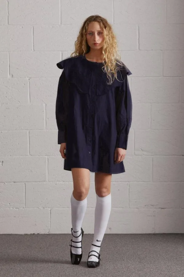Damson Madder Dresses Women Mimi Mini Dress 8211 Navy Broderie