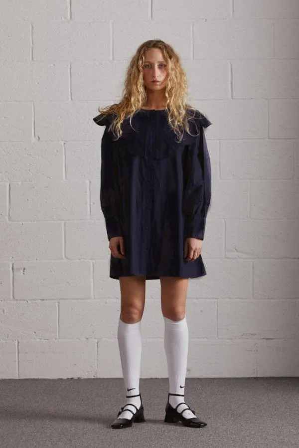 Damson Madder Dresses Women Mimi Mini Dress 8211 Navy Broderie