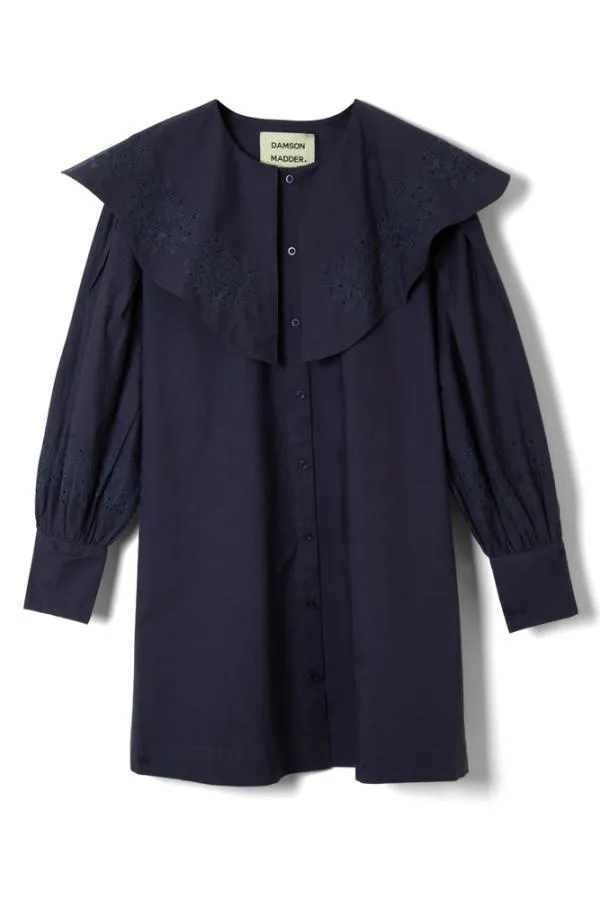 Damson Madder Dresses Women Mimi Mini Dress 8211 Navy Broderie