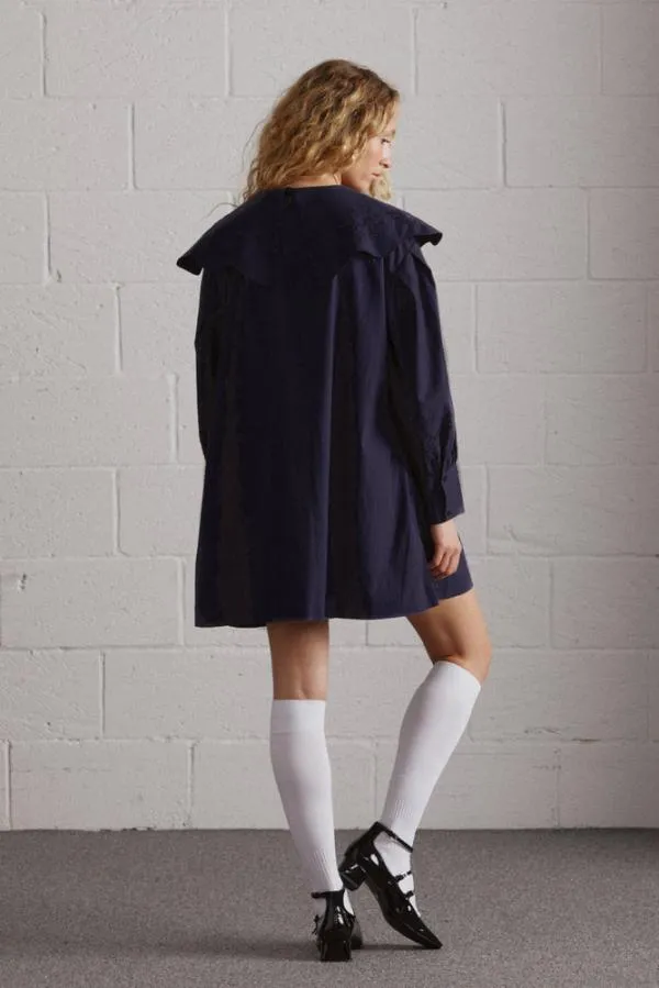Damson Madder Dresses Women Mimi Mini Dress 8211 Navy Broderie