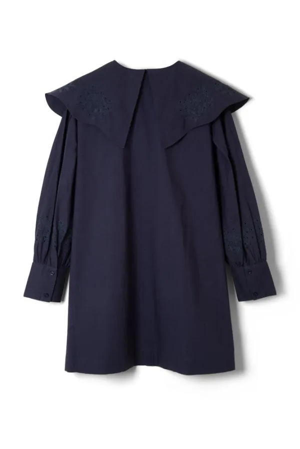 Damson Madder Dresses Women Mimi Mini Dress 8211 Navy Broderie