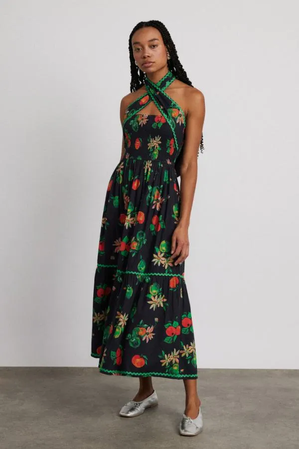 Damson Madder Dresses Women Pia Midi Dress 8211 Apple Print
