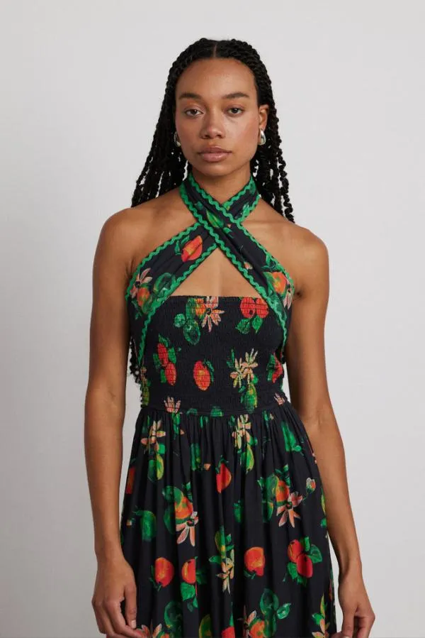 Damson Madder Dresses Women Pia Midi Dress 8211 Apple Print