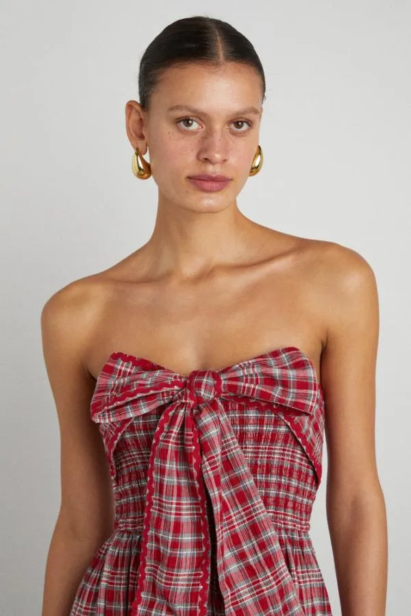 Damson Madder Dresses Women Pia Midi Dress 8211 Red Check