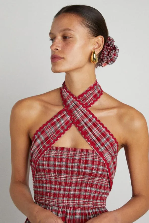 Damson Madder Dresses Women Pia Midi Dress 8211 Red Check