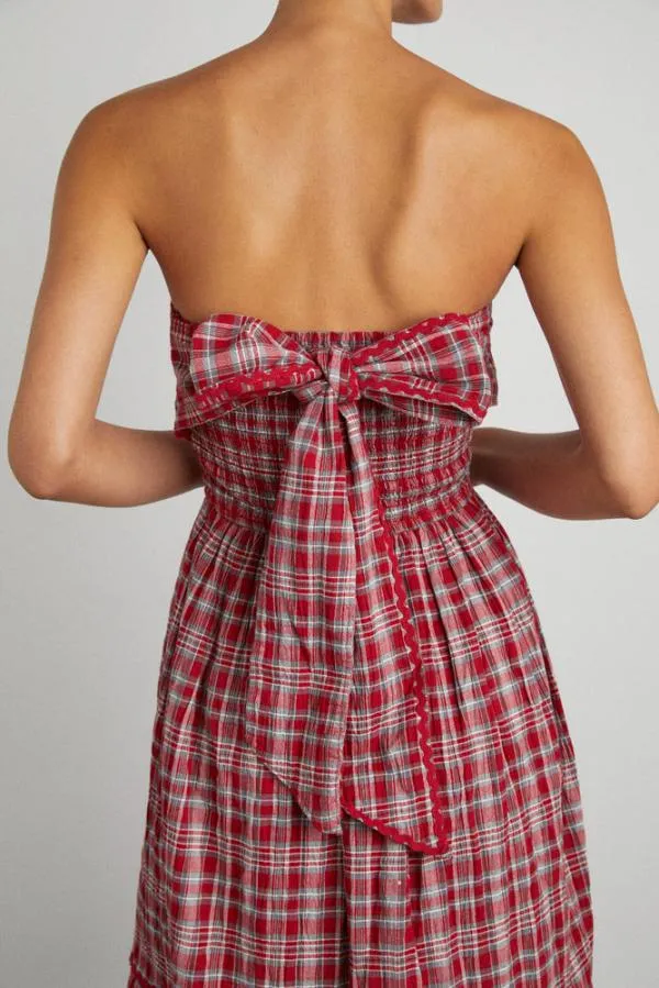 Damson Madder Dresses Women Pia Midi Dress 8211 Red Check