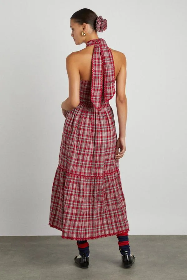 Damson Madder Dresses Women Pia Midi Dress 8211 Red Check