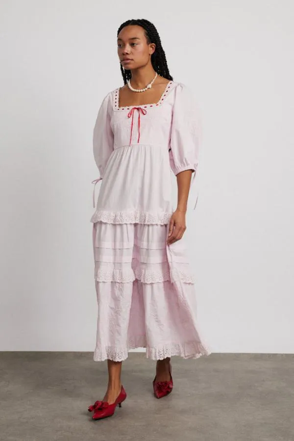 Damson Madder Dresses Women Rebecca Bow Back Dress 8211 Pink Broderie