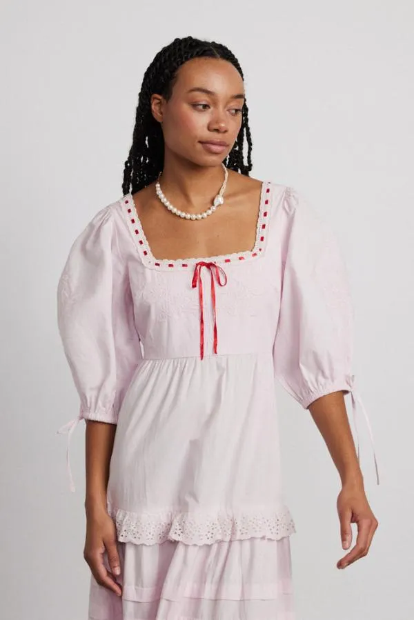 Damson Madder Dresses Women Rebecca Bow Back Dress 8211 Pink Broderie