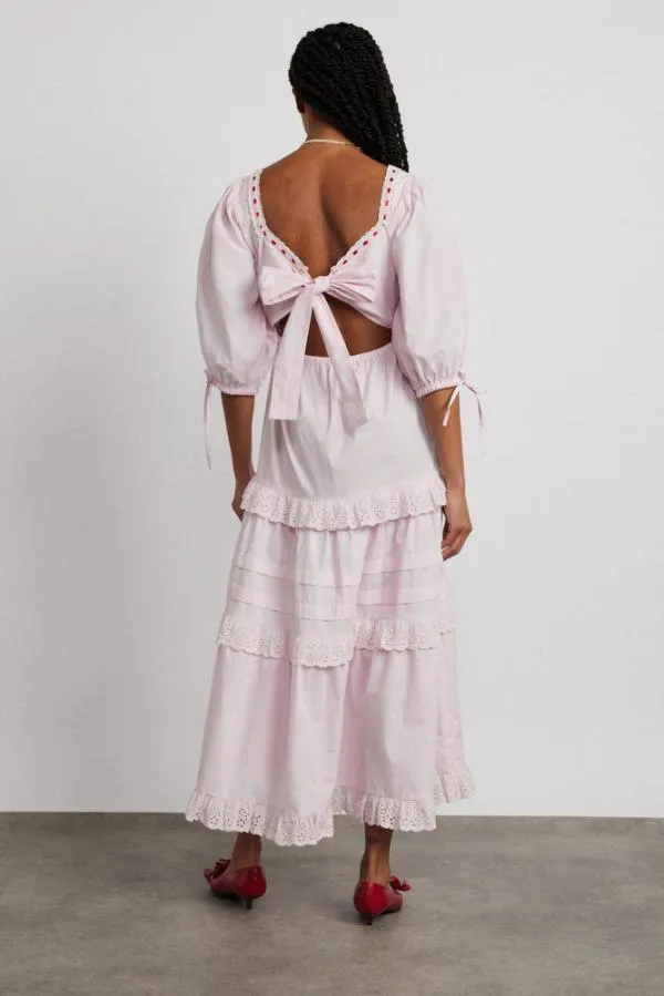 Damson Madder Dresses Women Rebecca Bow Back Dress 8211 Pink Broderie