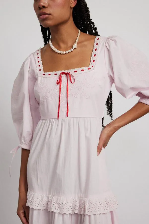 Damson Madder Dresses Women Rebecca Bow Back Dress 8211 Pink Broderie
