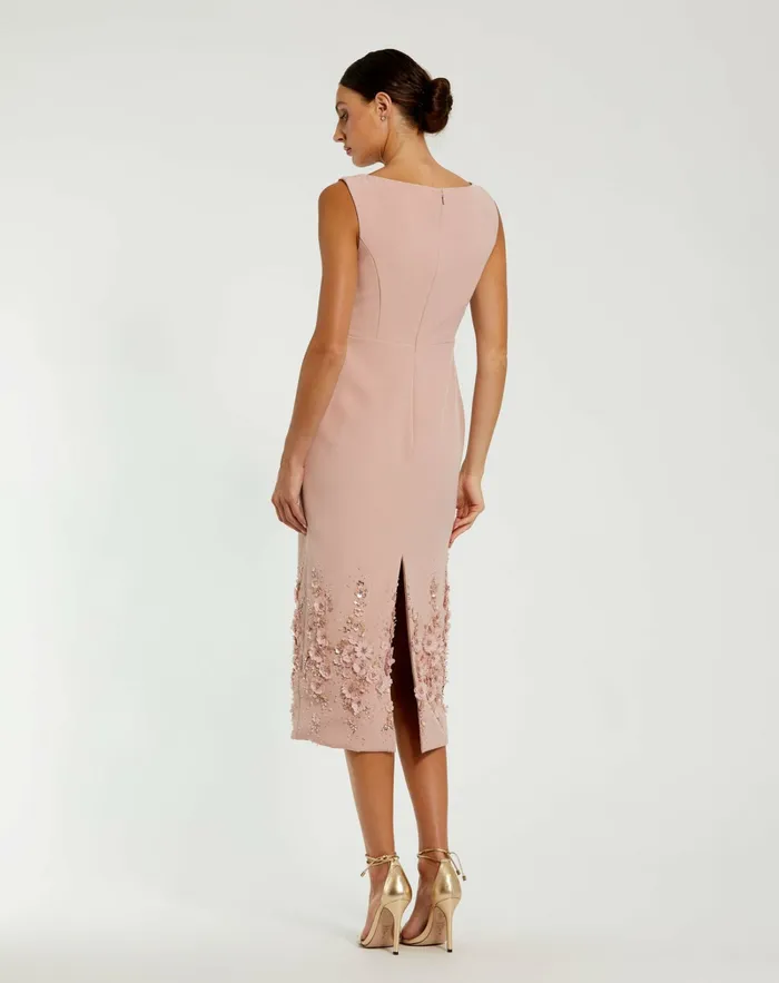 Daytime Dresses Women Mac Duggal Crepe Sleeveless Midi Dress With Flower Beading Vintage Lilac Daytime Dresses Women Mac Duggal Crepe Sleeveless Midi Dress With Flower Beading Vintage Lilac