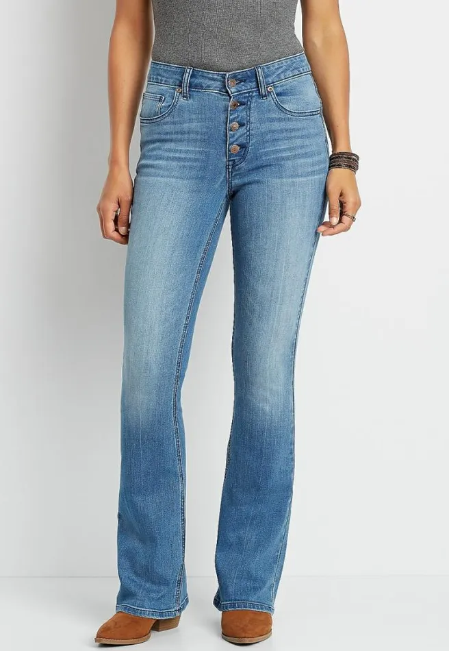 Denimflex High Rise Medium Button Fly Flare Leg Jean Women Maurices Jeans
