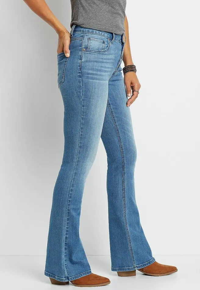 Denimflex High Rise Medium Button Fly Flare Leg Jean Women Maurices Jeans